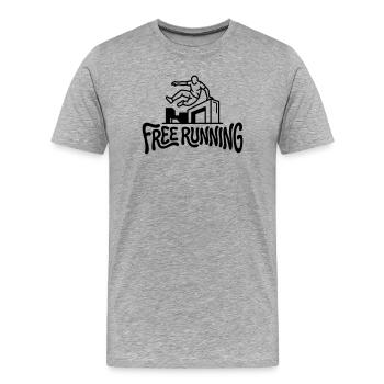 coureur libre - T-shirt bio Premium Homme - gris chiné - Devant - Damien (186cm)