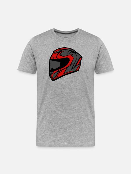 Motorrad Helm Racing Biker - Männer Premium Bio T-Shirt - Grau meliert