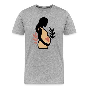 Silhouette de ventre de bébé femme enceinte - T-shirt bio Premium Homme - gris chiné - Devant - Damien (186cm)