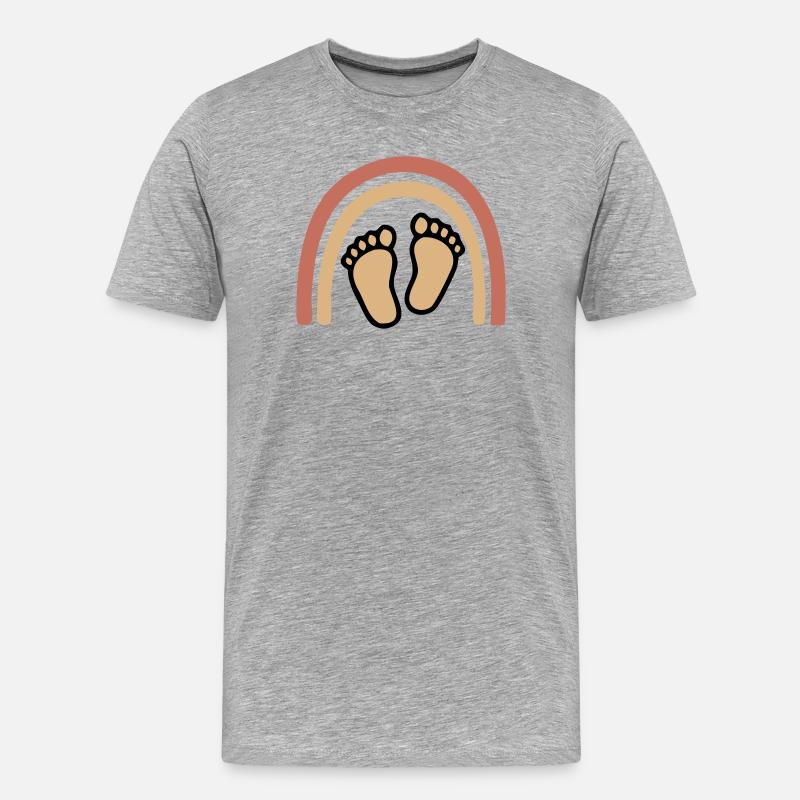 Baby Füße Regenbogen Boho - Männer Premium Bio T-Shirt - Grau meliert