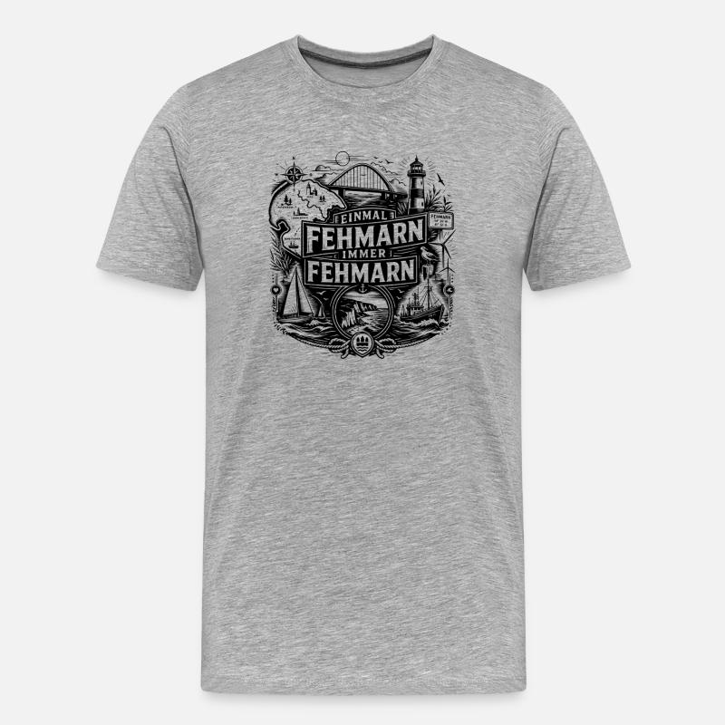 Fehmarn - Einmal Fehmarn immer Fehmarn - Männer Premium Bio T-Shirt - Grau meliert