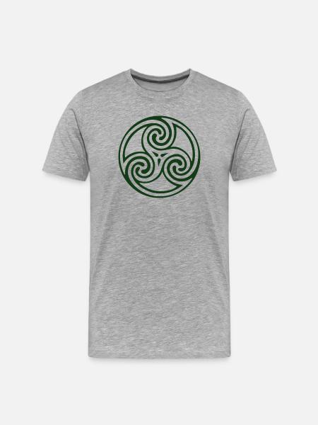 Celtic Triskel Spiral Crest - Men's Premium Organic T-Shirt - heather grey