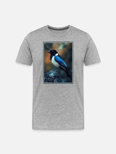 Elstern Elster - Männer Premium Bio T-Shirt - Grau meliert