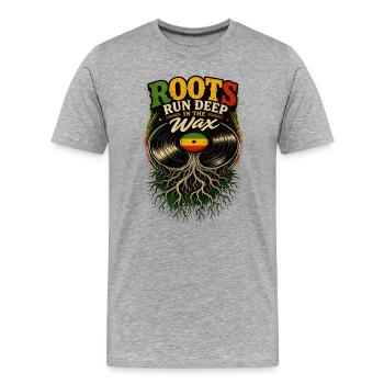 Roots run deep in the wax - Men's Premium Organic T-Shirt - heather grey - Front - Damien (186cm)