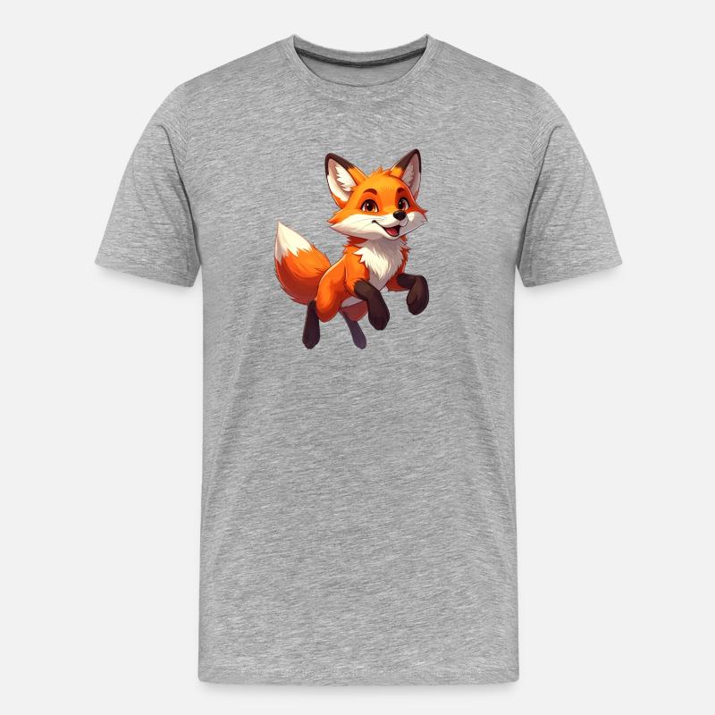Springender Fuchs - Männer Premium Bio T-Shirt - Grau meliert