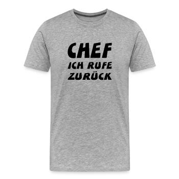 Chef - Männer Premium Bio T-Shirt - Grau meliert - Vorne - Damien (186cm)