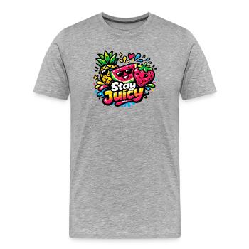Juicy, colorful Fruit with Stay Juicy - Men's Premium Organic T-Shirt - heather grey - Front - Damien (186cm)