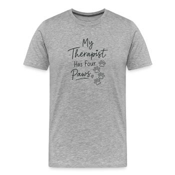 Four Paws Therapy Companion - Men's Premium Organic T-Shirt - heather grey - Front - Damien (186cm)