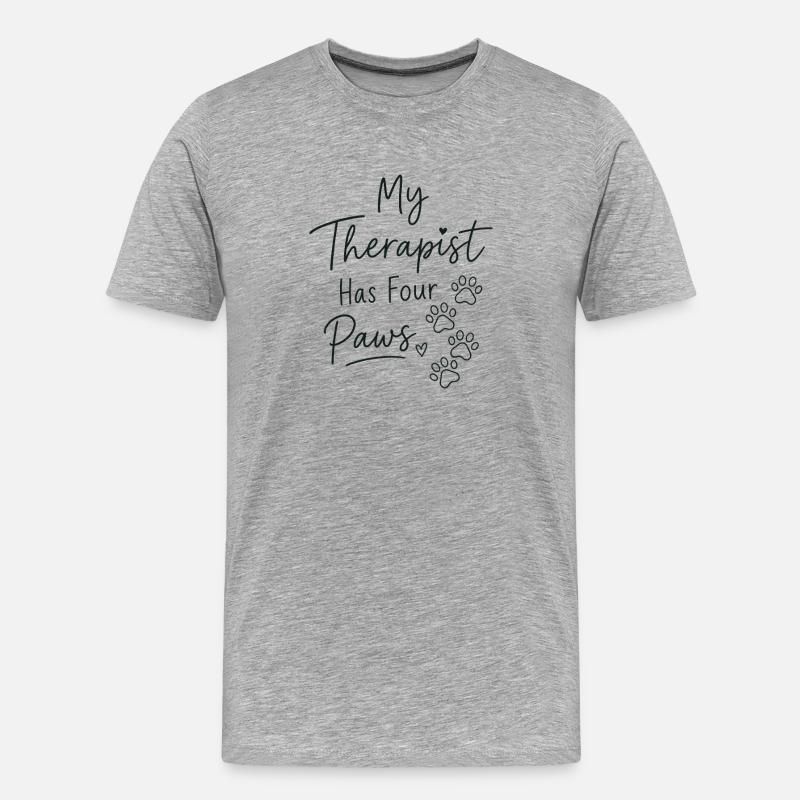 Vier Pfoten Therapiebegleiter - Männer Premium Bio T-Shirt - Grau meliert