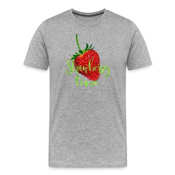 Erdbeere mit Spruch - Männer Premium Bio T-Shirt - Grau meliert - Vorne - Damien (186cm)