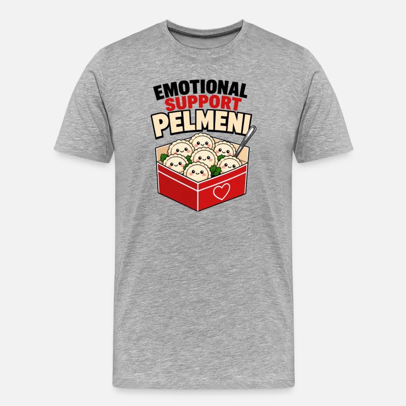 Emotionale Unterstützung Pelmeni - Männer Premium Bio T-Shirt - Grau meliert