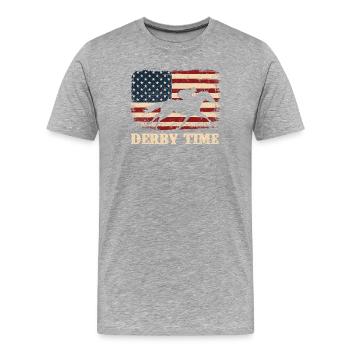 Fan de courses de chevaux pur-sang sur l’hippodrome - T-shirt bio Premium Homme - gris chiné - Devant - Damien (186cm)