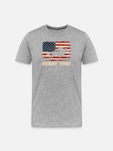 Vollblut-Pferderenn-Derby-Rennbahn-Fan - Männer Premium Bio T-Shirt - Grau meliert