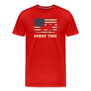 Thoroughbred Horse Racing Derby Racetrack Fan - Men's Premium Organic T-Shirt - red - Front - Damien (186cm)