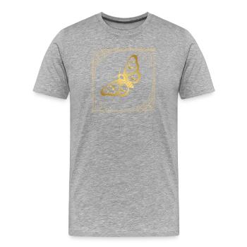 Golden Butterfly in Art Deco Frame - Men's Premium Organic T-Shirt - heather grey - Front - Damien (186cm)