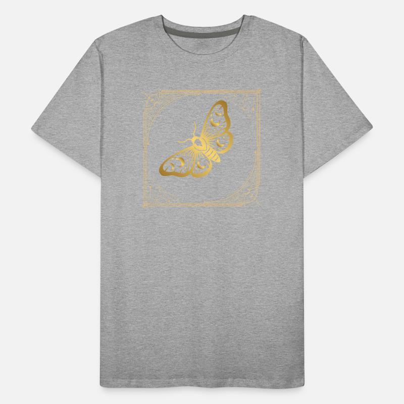 Papillon doré dans un cadre Art déco T-shirt bio Premium Homme