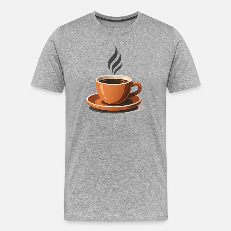 Eine Tasse aromatisch-heißer Kaffee - Männer Premium Bio T-Shirt - Grau meliert