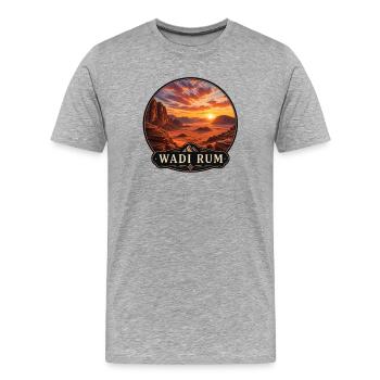 Wadi Rum Jordan Désert rouge Pays du Coucher du Soleil - T-shirt bio Premium Homme - gris chiné - Devant - Damien (186cm)