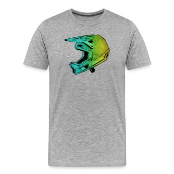 Casque VTT FullFace - Sculpté à la main et imprimable - T-shirt bio Premium Homme - gris chiné - Devant - Damien (186cm)