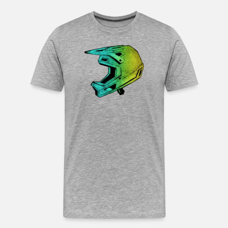 MTB FullFace Helm - handgeschnitzte Druckvorlage - Männer Premium Bio T-Shirt - Grau meliert
