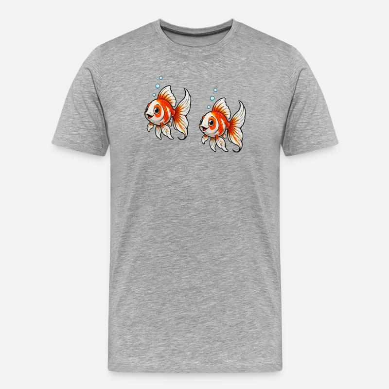Goldfische Comic - Männer Premium Bio T-Shirt - Grau meliert