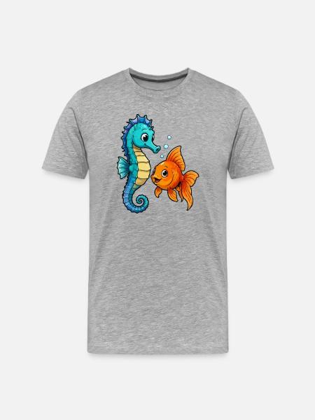 Unterwasserfreunde Seepferdchen - Männer Premium Bio T-Shirt - Grau meliert
