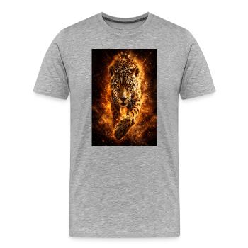 Inferno Leopard Feuer - Männer Premium Bio T-Shirt - Grau meliert - Vorne - Damien (186cm)