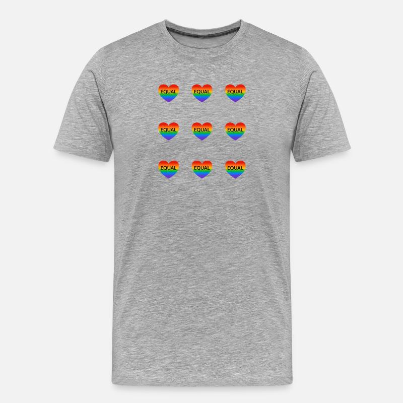 Fierté LGBT Rainbow Equal Heart - T-shirt bio Premium Homme - gris chiné