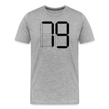 NUMÉRO 79 Soixante-dix-neuf Cadeau Digital - T-shirt bio Premium Homme - gris chiné - Devant - Damien (186cm)