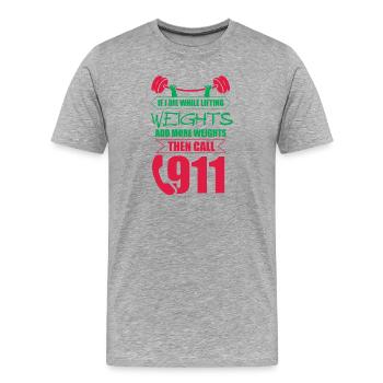 Haltérophilie musculaire - T-shirt bio Premium Homme - gris chiné - Devant - Damien (186cm)