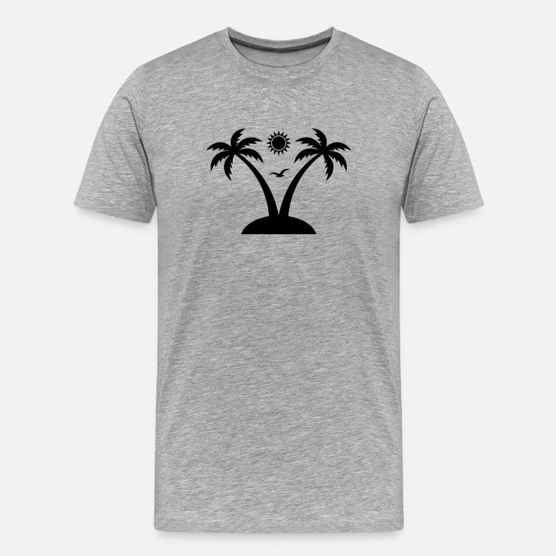 Tropeninsel-Aufkleber – Palmen- und Sonnendesign - Männer Premium Bio T-Shirt - Grau meliert