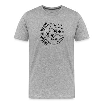Baby Koala Car Sticker on Board - Men's Premium Organic T-Shirt - heather grey - Front - Damien (186cm)