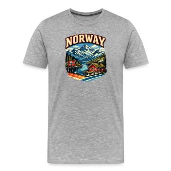 Norway Fjord Mountain Lodge Design - Men's Premium Organic T-Shirt - heather grey - Front - Damien (186cm)