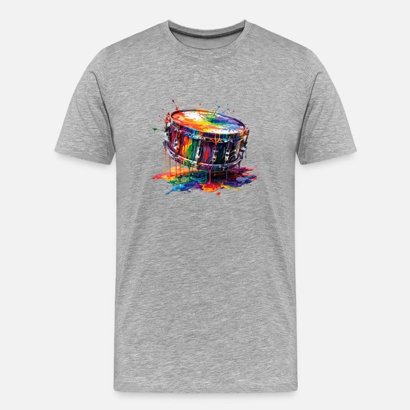 Snaredrum mit tropfender Farbe - Männer Premium Bio T-Shirt - Grau meliert