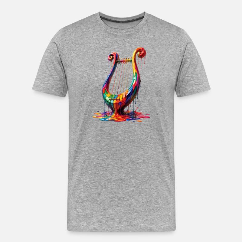 Leier mit tropfender Farbe - Männer Premium Bio T-Shirt - Grau meliert