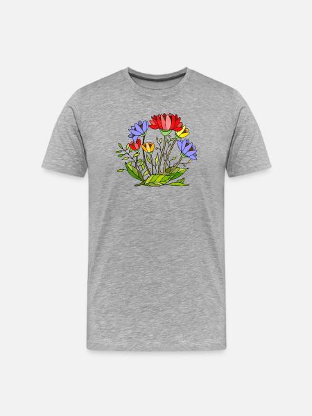 Blumen - Männer Premium Bio T-Shirt - Grau meliert