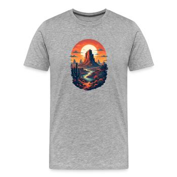 Canyon au coucher de soleil - T-shirt bio Premium Homme - gris chiné - Devant - Damien (186cm)