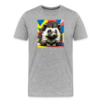 hedgehog - Men's Premium Organic T-Shirt - heather grey - Front - Damien (186cm)