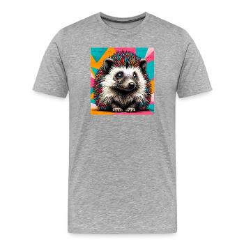 hedgehog - Men's Premium Organic T-Shirt - heather grey - Front - Damien (186cm)