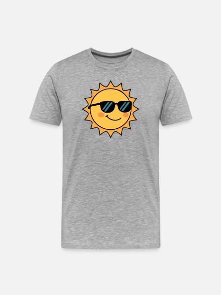 Cheerful shining sun with sunglasses - Men's Premium Organic T-Shirt - heather grey