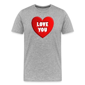 Mon cœur t’aime - T-shirt bio Premium Homme - gris chiné - Devant - Damien (186cm)