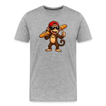 affe-baguette-cool - Männer Premium Bio T-Shirt - Grau meliert - Vorne - Damien (186cm)
