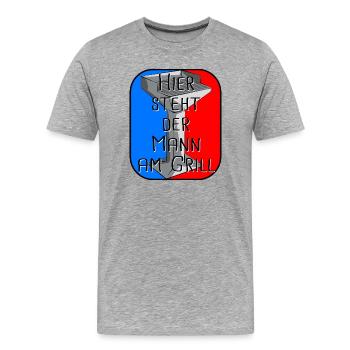 Hier Steht Der Mann Am Grill - Männer Premium Bio T-Shirt - Grau meliert - Vorne - Damien (186cm)