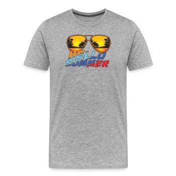 Hello Summer Sonnenbrillen Vibes - Männer Premium Bio T-Shirt - Grau meliert - Vorne - Damien (186cm)