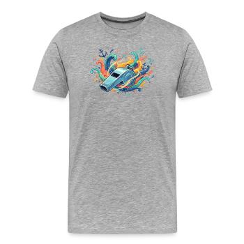 Maritime pipe in a splash of colour - Men's Premium Organic T-Shirt - heather grey - Front - Damien (186cm)