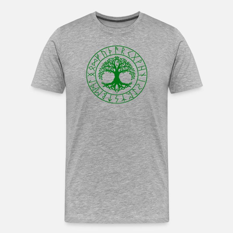Wikinger Baum Keltischer Knoten - Männer Premium Bio T-Shirt - Grau meliert
