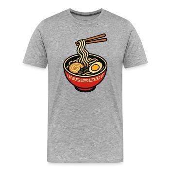 Bol de ramen avec baguettes - T-shirt bio Premium Homme - gris chiné - Devant - Damien (186cm)