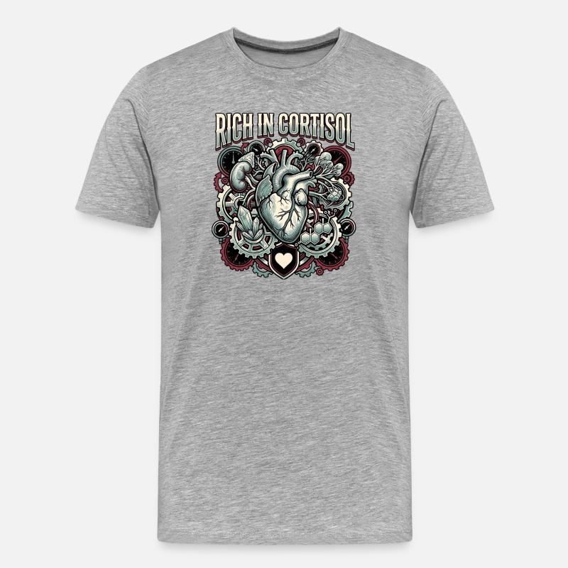 Rich In Cortisol - Männer Premium Bio T-Shirt - Grau meliert