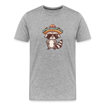 Waschbär Lustig Sombrero - Männer Premium Bio T-Shirt - Grau meliert - Vorne - Damien (186cm)