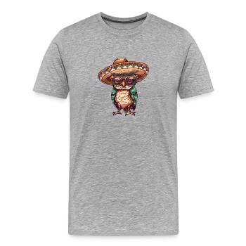 Sombrero drôle de hibou - T-shirt bio Premium Homme - gris chiné - Devant - Damien (186cm)